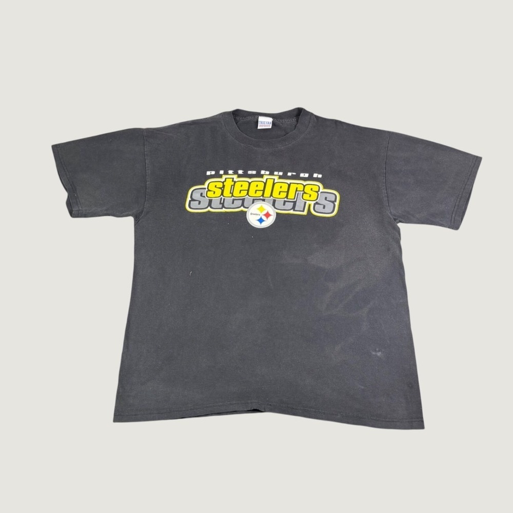 Vintage Pittsburgh Steelers True Fan Graphic T-Shirt Mens XL Black NFL Football